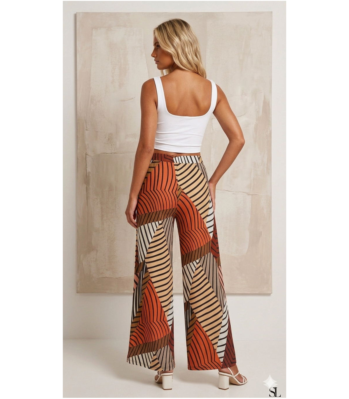 Malena Pantalón fluido estampado de rayas discontinuas