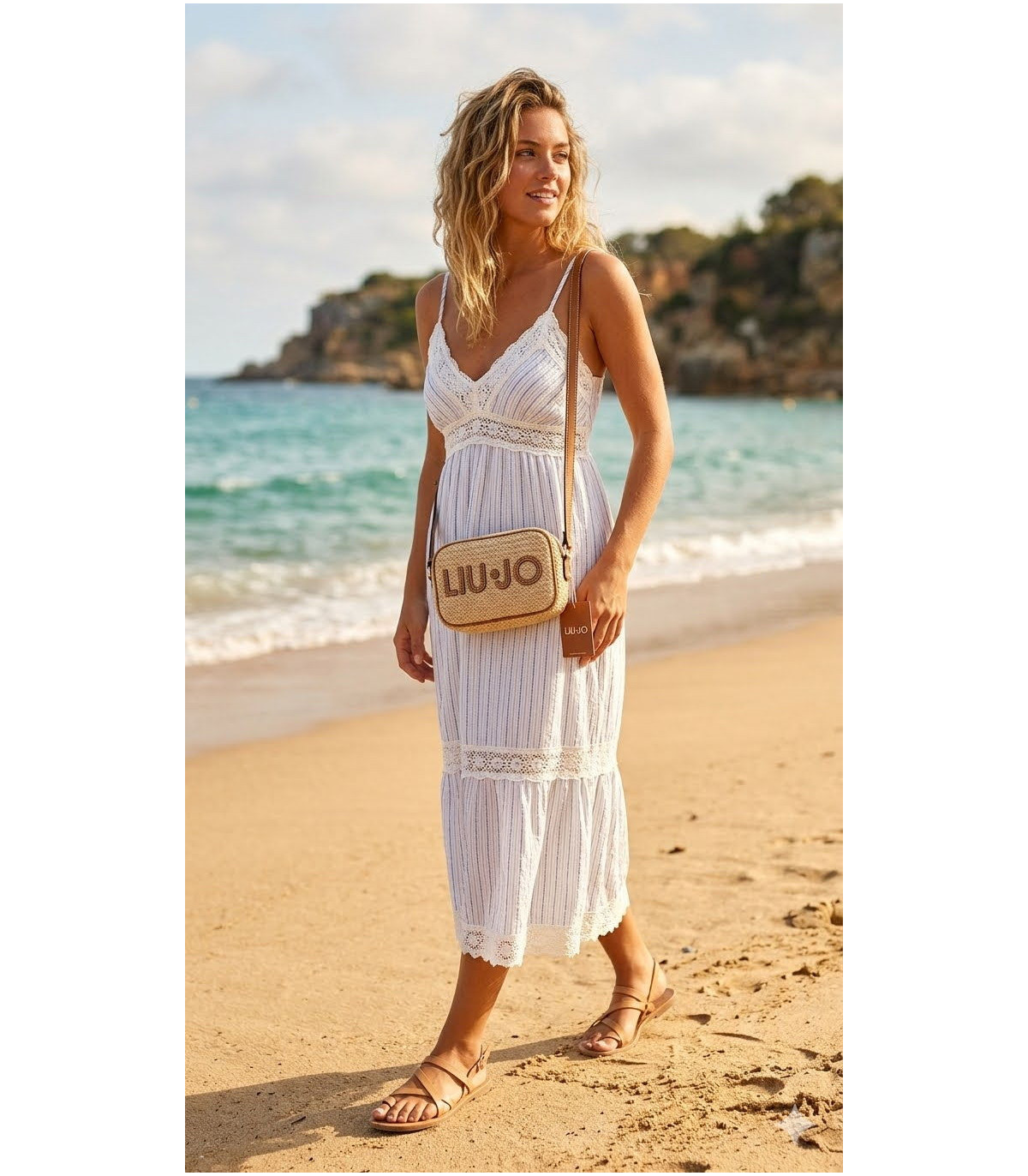 Liu Jo Bandolera mini Ferielle piel y rafia