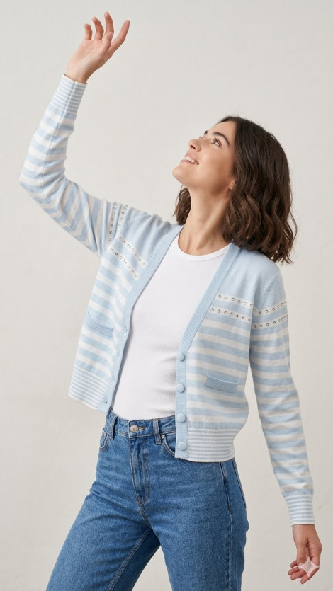 Liu Jo Cárdigan a rayas con tachuelas