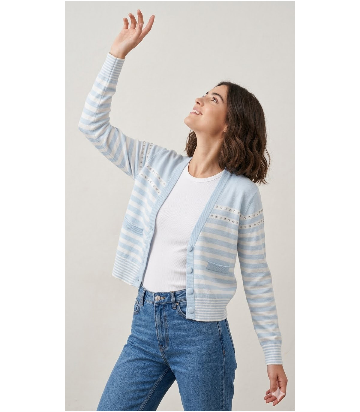 Liu Jo Cárdigan a rayas con tachuelas