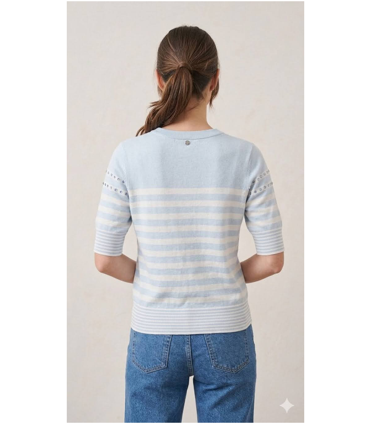 Liu Jo Jersey azul a rayas con tachuelas