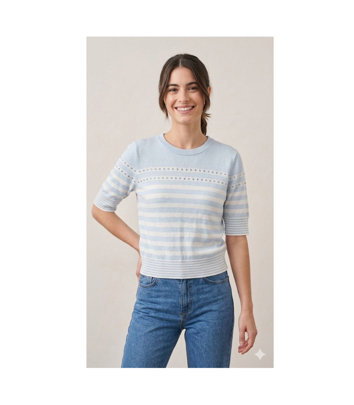 Liu Jo Jersey azul a rayas con tachuelas