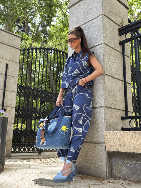Moutaki Pantalón navy estampado