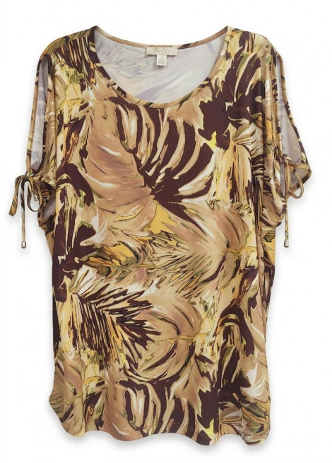 Scusi Blusa estampada de hoja acuarela