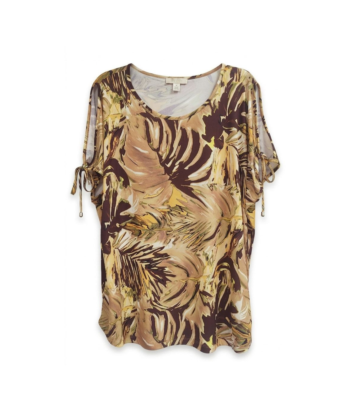 Scusi Blusa estampada de hoja acuarela