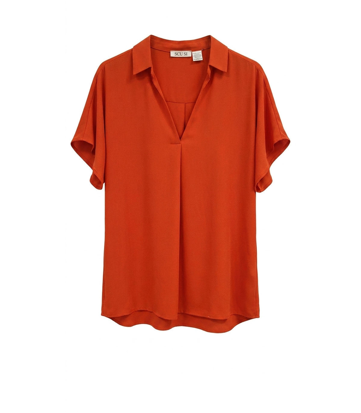 Scusi Blusa lisa con solapas color rojo