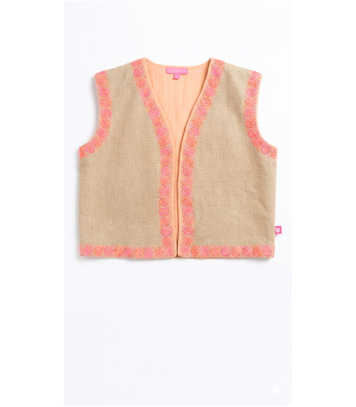 Tartaruga Chaleco color camel con bordado