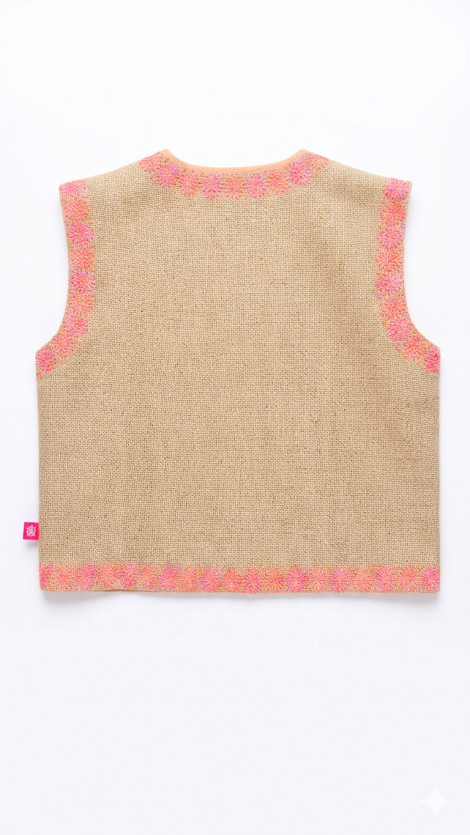 Tartaruga Chaleco color camel con bordado