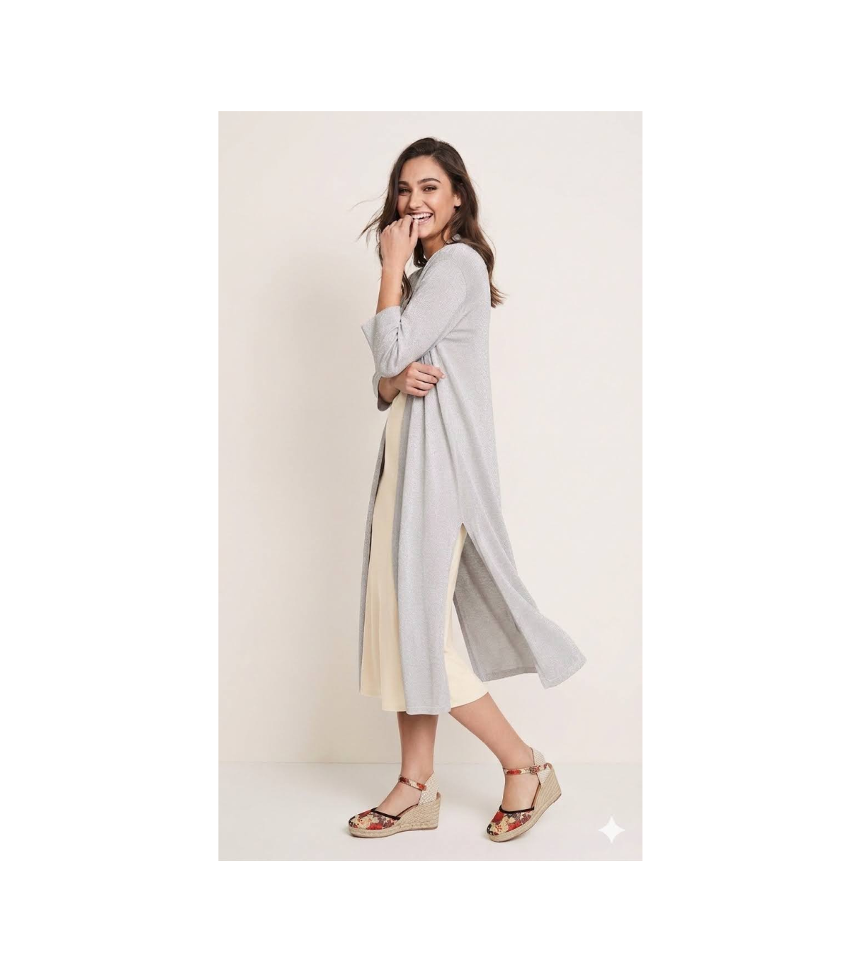 WNT Chaqueta larga gris lurex