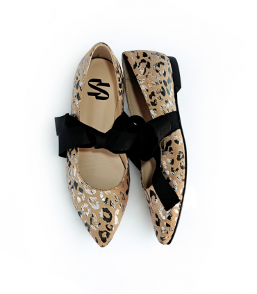 Vosso Moda Manoletina beige print con lazada