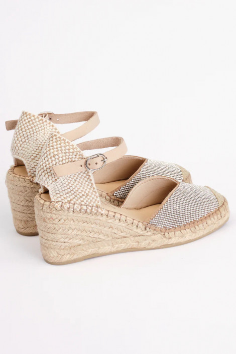 FABIOLAS Cuña Inma beige con brillantes