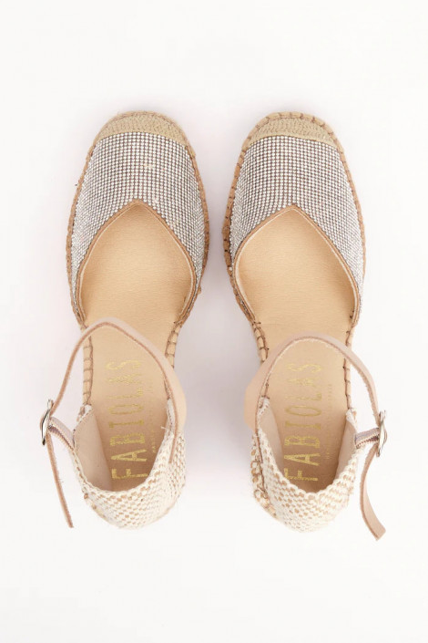 FABIOLAS Cuña Inma beige con brillantes