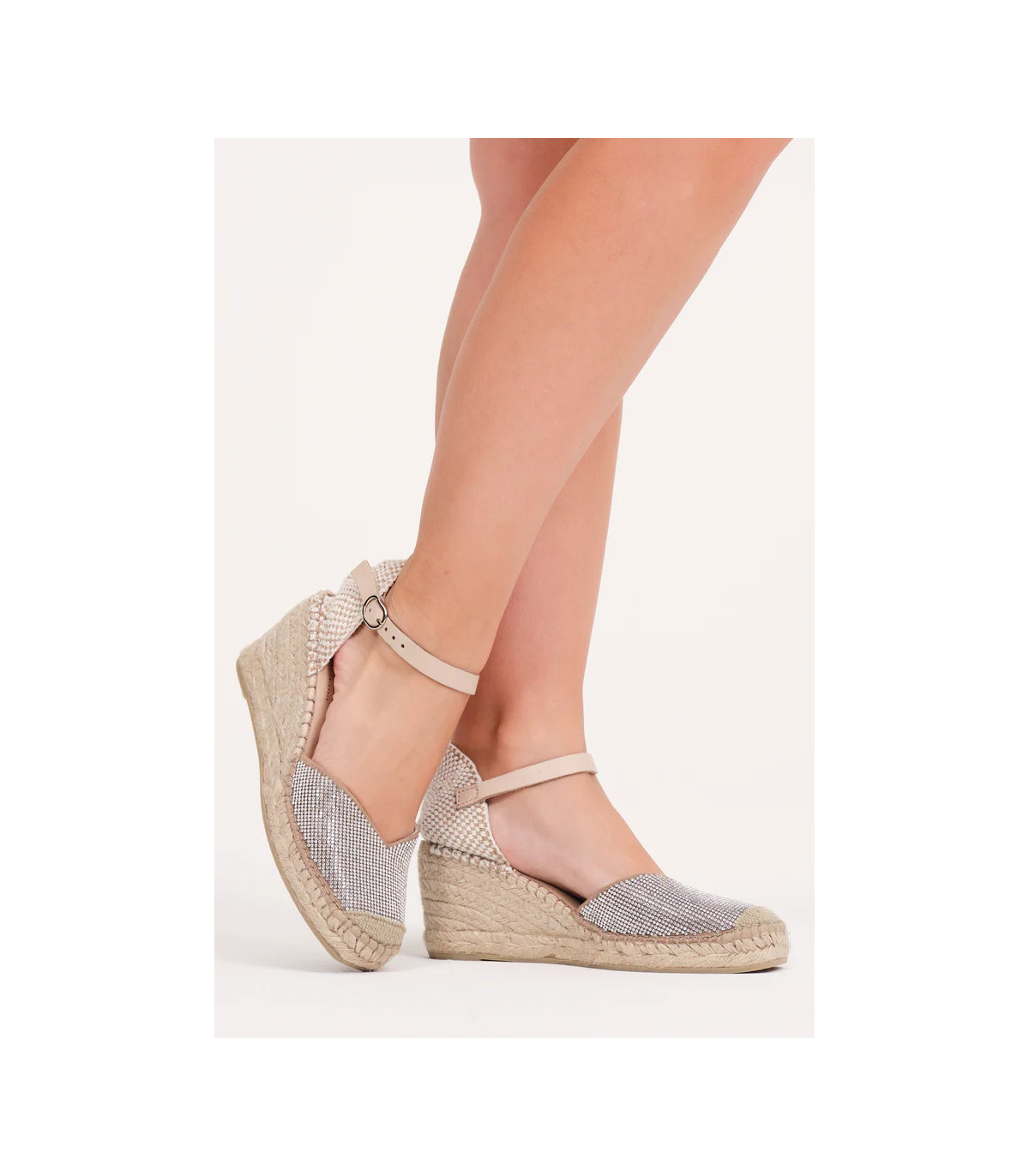 FABIOLAS Cuña Inma beige con brillantes
