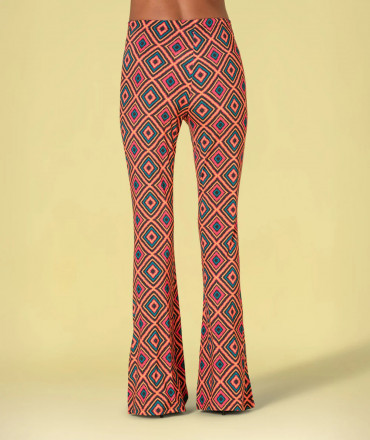Ruga Pantalón estampado étnico acampanado