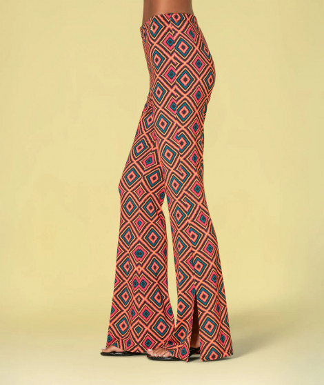 Ruga Pantalón estampado étnico acampanado