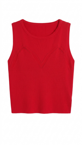 Lili Sidonio Top de punto color rojo
