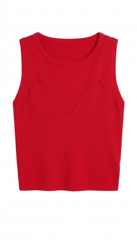 Lili Sidonio Top de punto color rojo