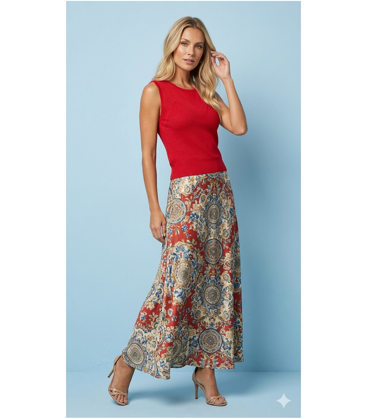 Lili Sidonio Top de punto color rojo
