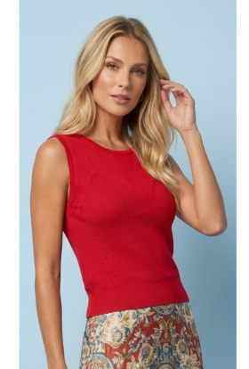 Lili Sidonio Top de punto color rojo