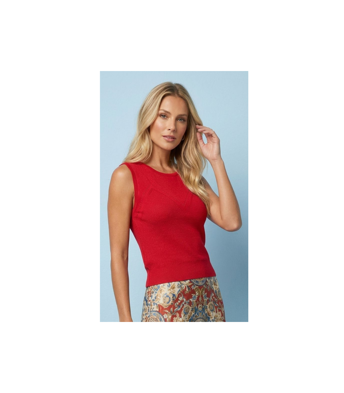 Lili Sidonio Top de punto color rojo