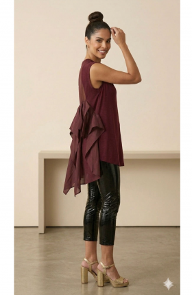 Meimeij Blusa color vino con doble tejido