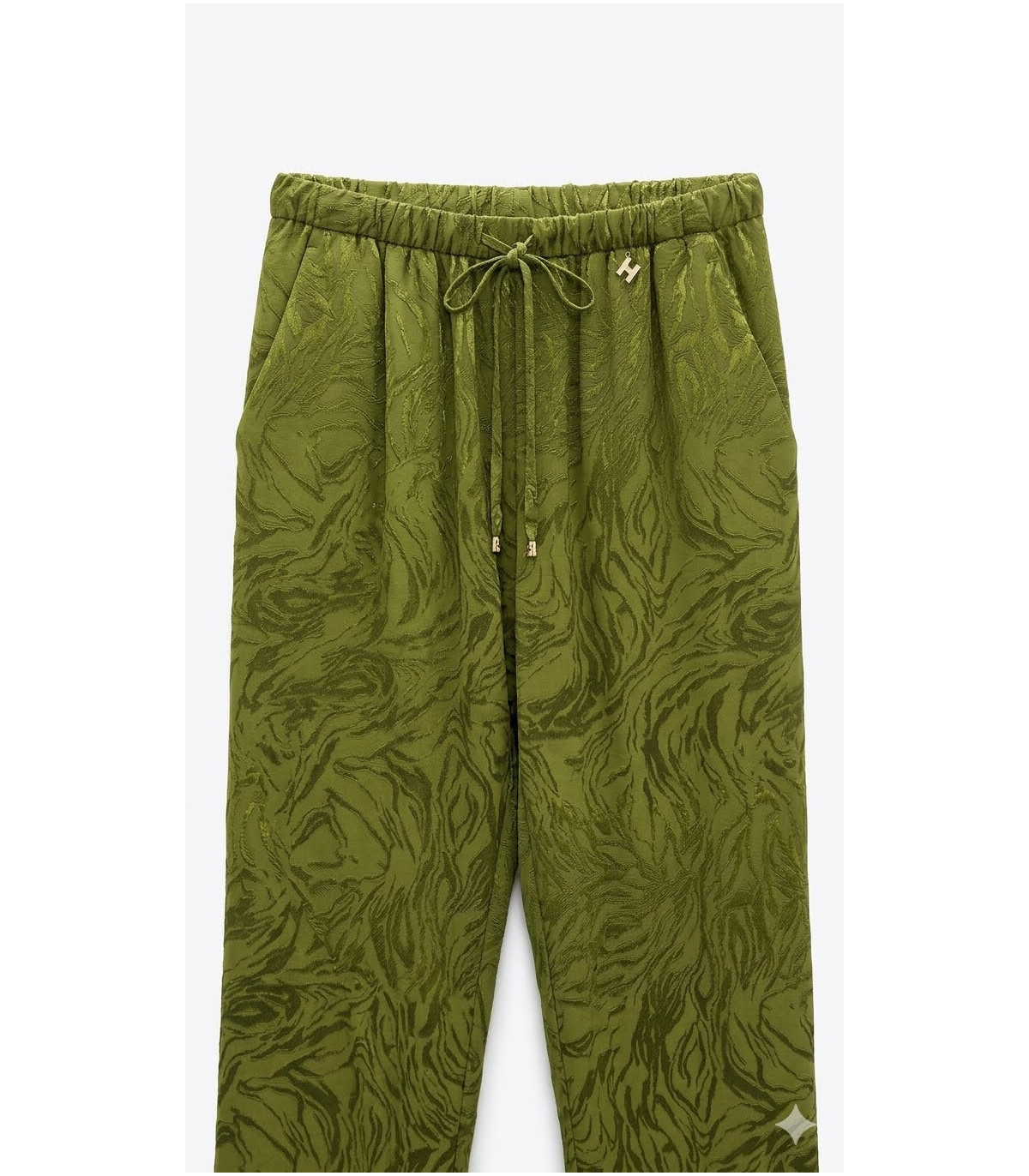 Silvian Heach Pantalón de raso esmeralda etampado