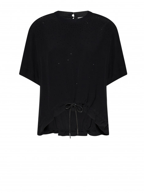 Silvian Heach Blusa negra con pedrería y cordón lurex