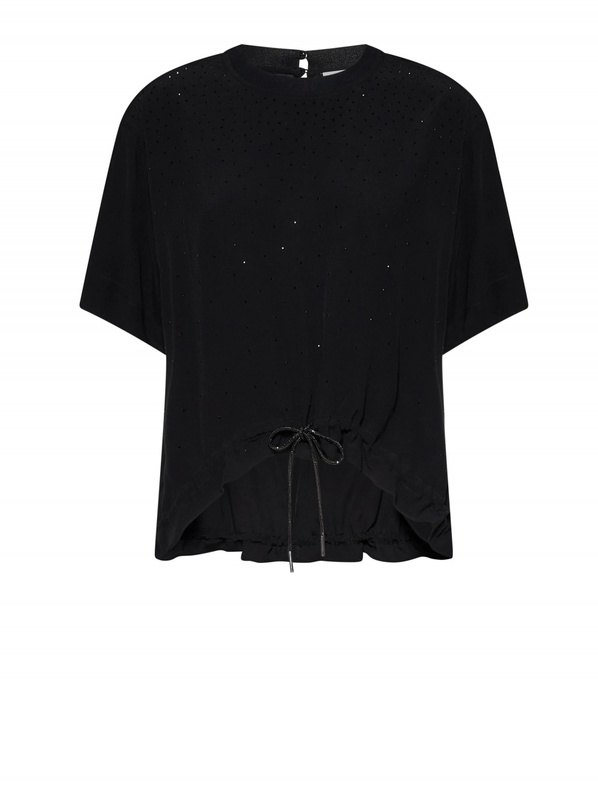 Silvian Heach Blusa negra con pedrería y cordón lurex