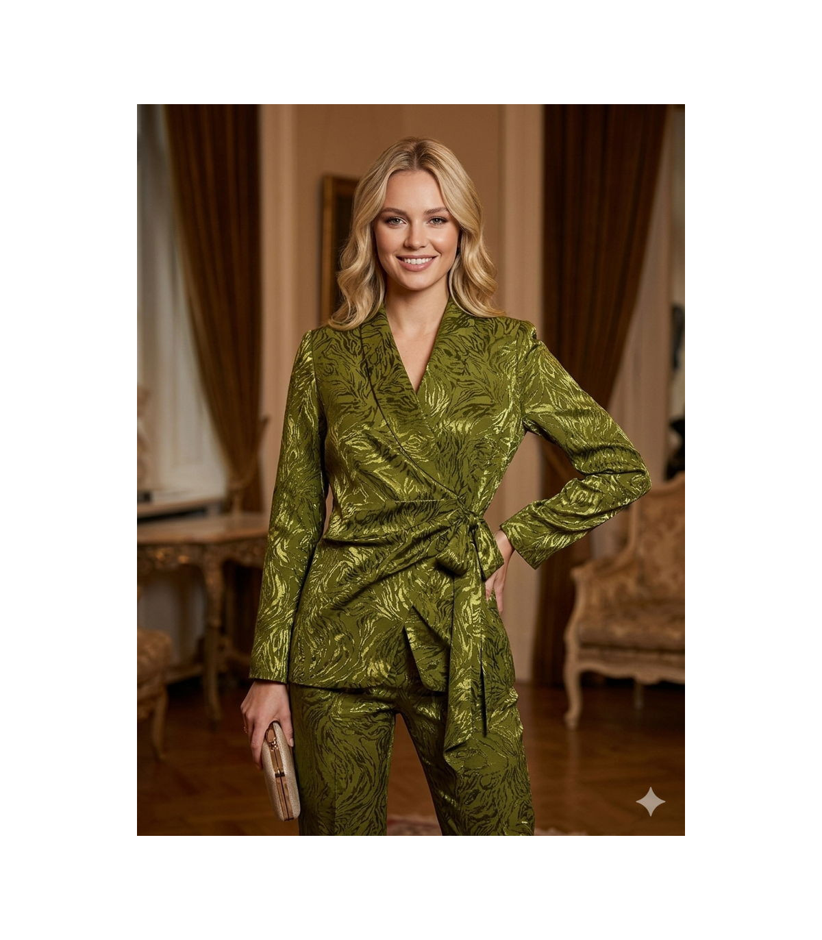 Silvian Heach Chaqueta de raso esmeralda estampada