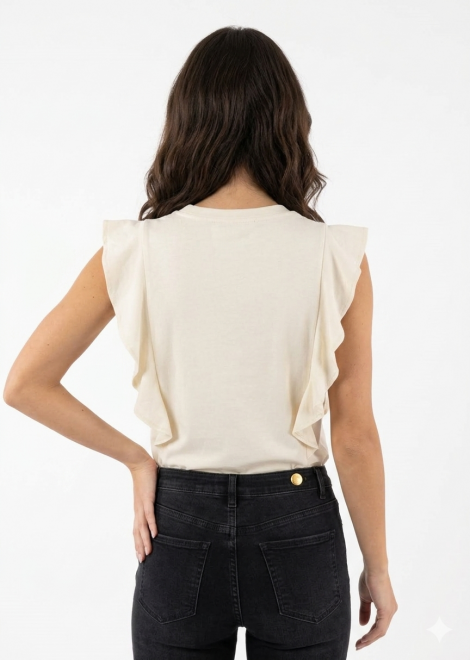 Silvian Heach Blusa de volantes con efecto collar joya
