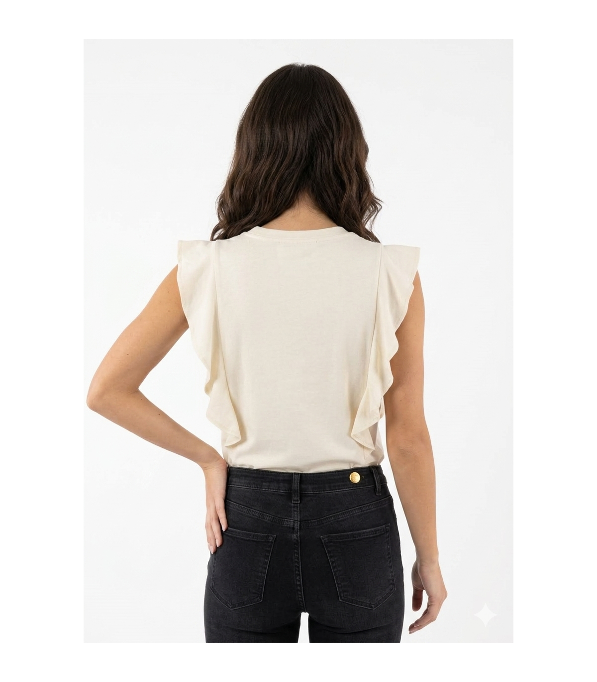 Silvian Heach Blusa de volantes con efecto collar joya