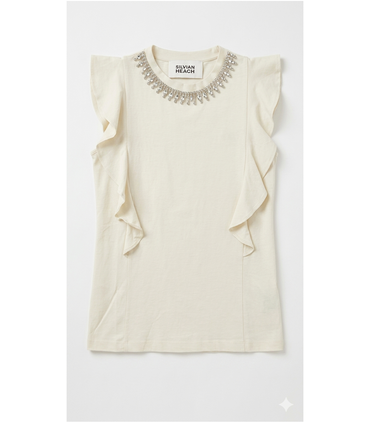 Silvian Heach Blusa de volantes con efecto collar joya