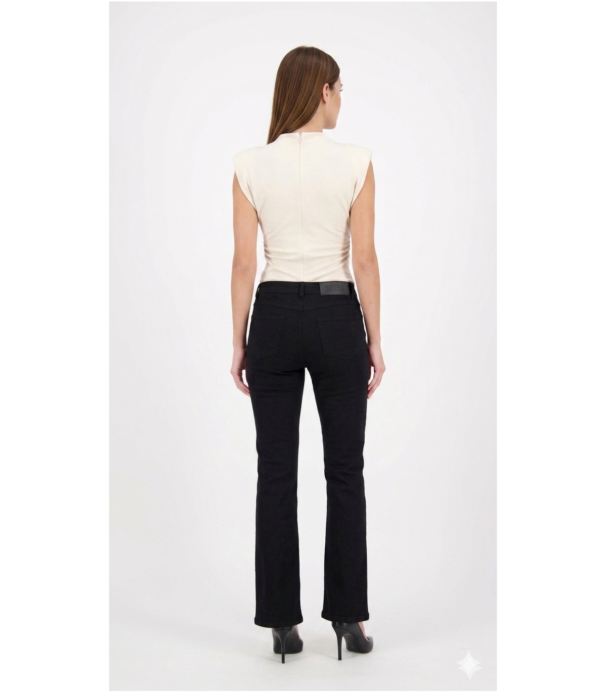 Silvian Heach Pantalón negro acampanado