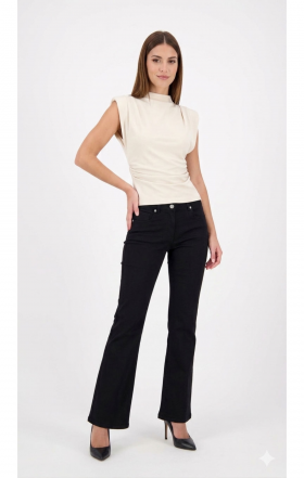 Silvian Heach Pantalón negro acampanado