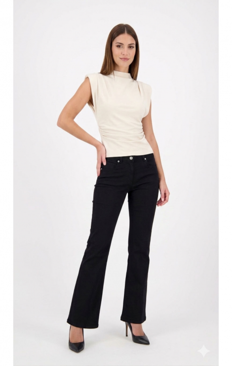 Silvian Heach Pantalón negro acampanado