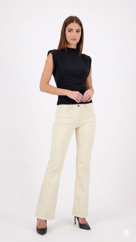 Silvian Heach Pantalón crudo acampanado