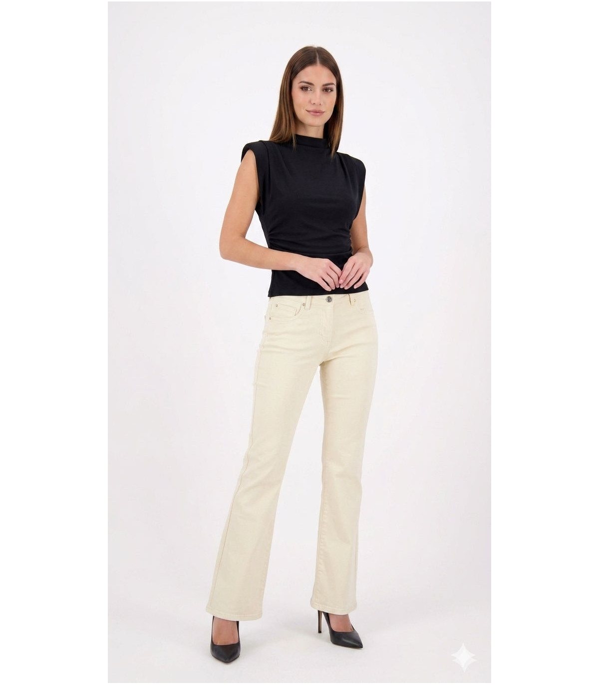 Silvian Heach Pantalón crudo acampanado