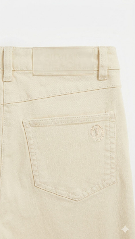 Silvian Heach Pantalón crudo acampanado