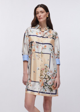 Liu Jo Vestido camisero efecto raso estampado