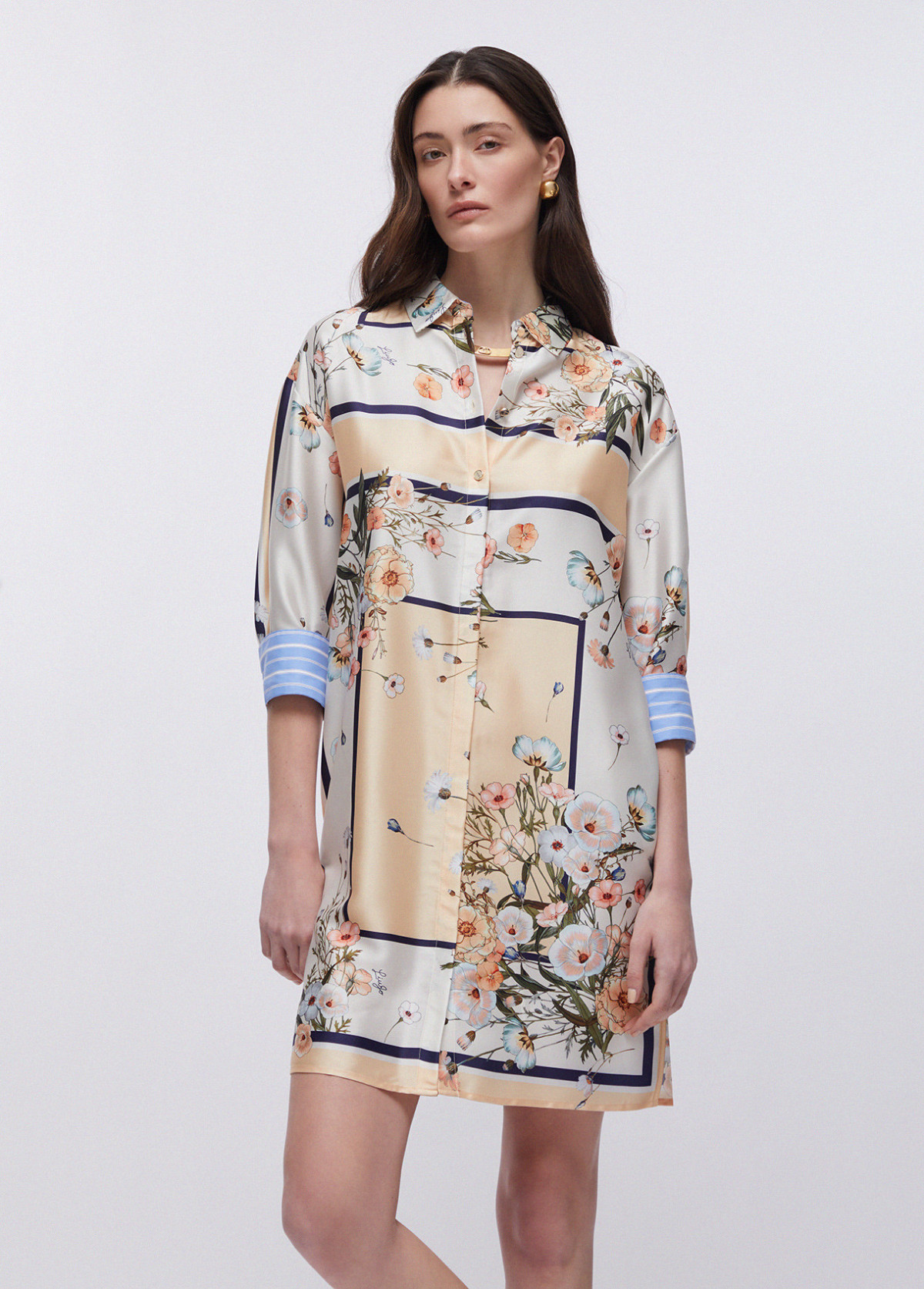 Liu Jo Vestido camisero efecto raso estampado