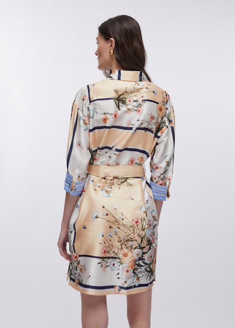 Liu Jo Vestido camisero efecto raso estampado