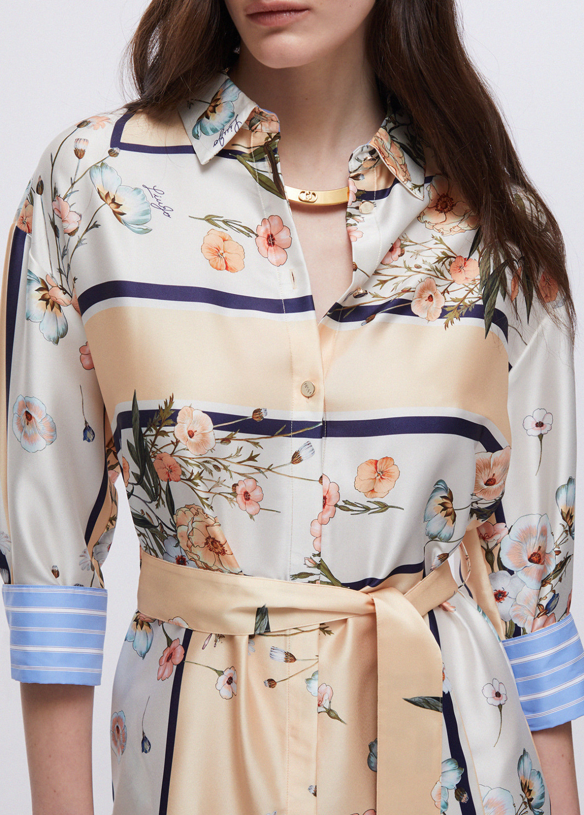 Liu Jo Vestido camisero efecto raso estampado