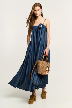 BSB Vestido de tirantes en denim capeado