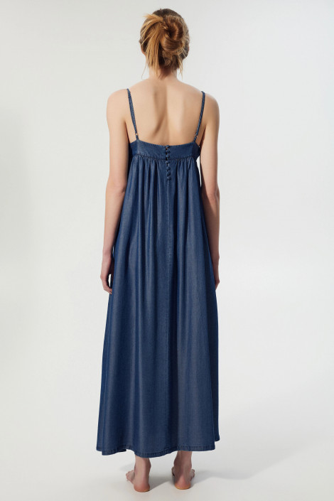 BSB Vestido de tirantes en denim capeado
