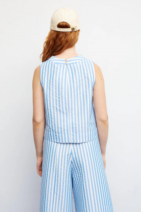 Dr Bloom Blusa de rayas sin mangas con aberturas