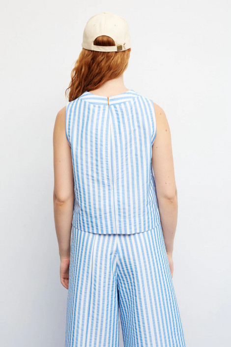 Dr Bloom Blusa de rayas sin mangas con aberturas
