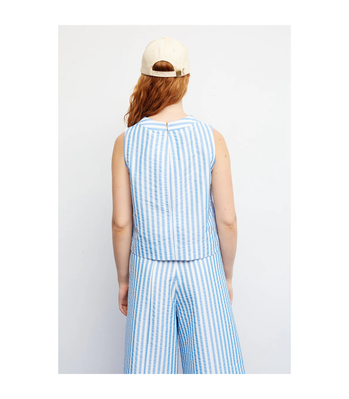 Dr Bloom Blusa de rayas sin mangas con aberturas
