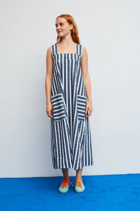 Dr Bloom Vestido rayas marino con bolsillos