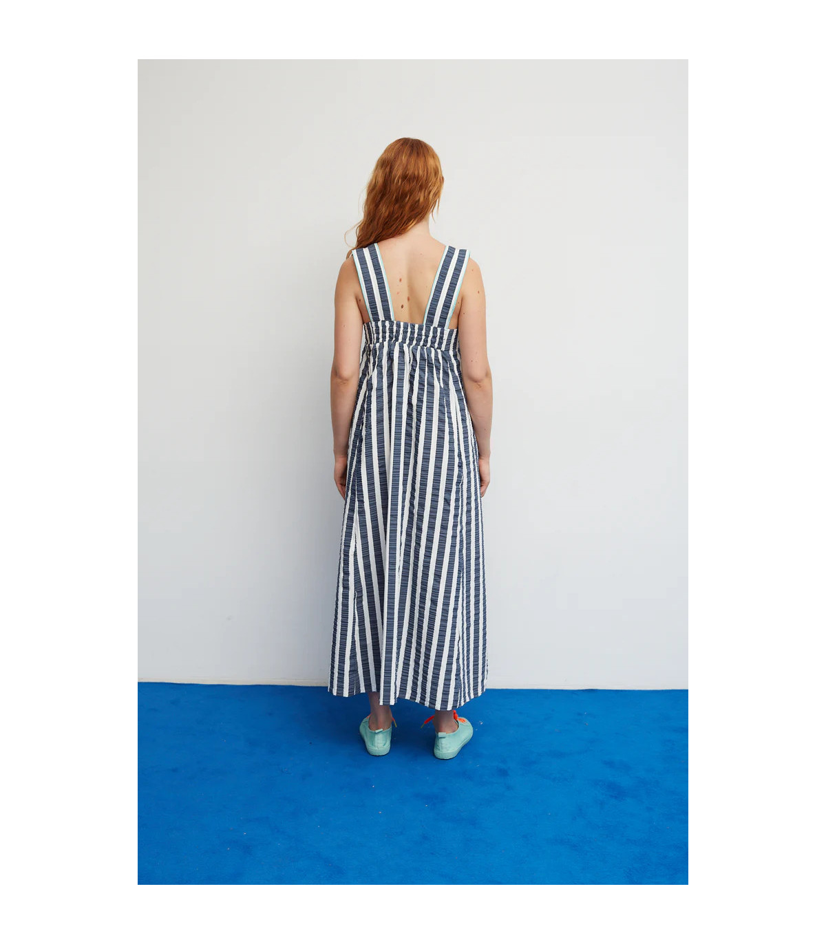 Dr Bloom Vestido rayas marino con bolsillos