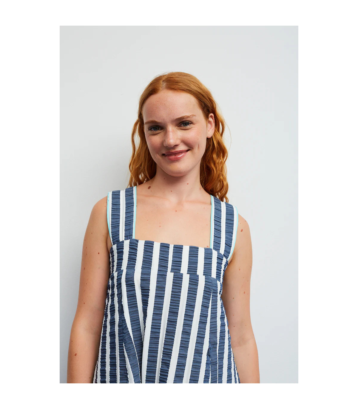 Dr Bloom Vestido rayas marino con bolsillos